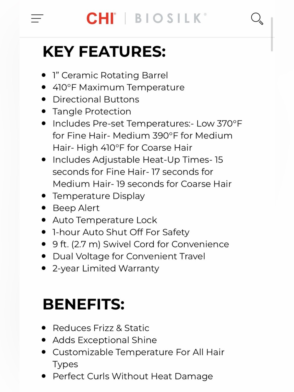 CHI Matte Black Spin N Curl Ceramic Curling Tool - Picture 3 of 4